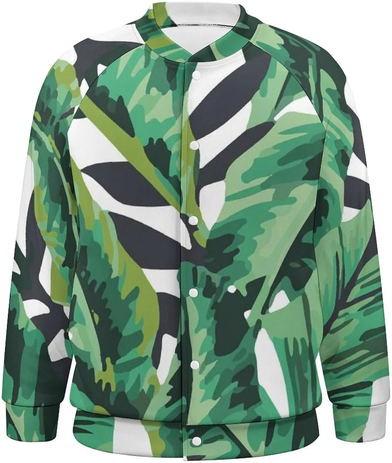 Tropical Jungle Banana Leaf Lightweight Men's Baseball Jackets Relaxed Fit Varsity Bomber Jacket Windbreaker Coat