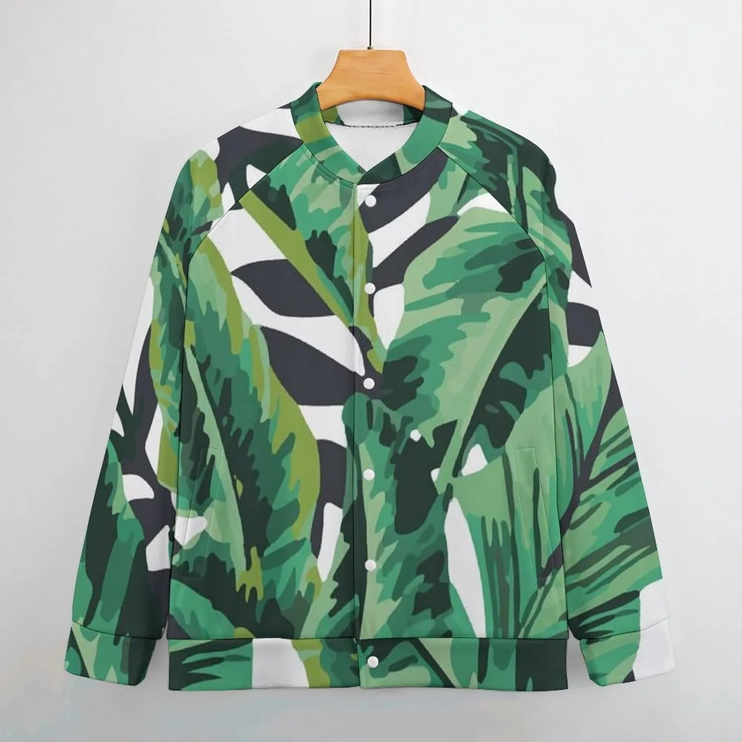 Tropical Jungle Banana Leaf Lightweight Men's Baseball Jackets Relaxed Fit Varsity Bomber Jacket Windbreaker Coat