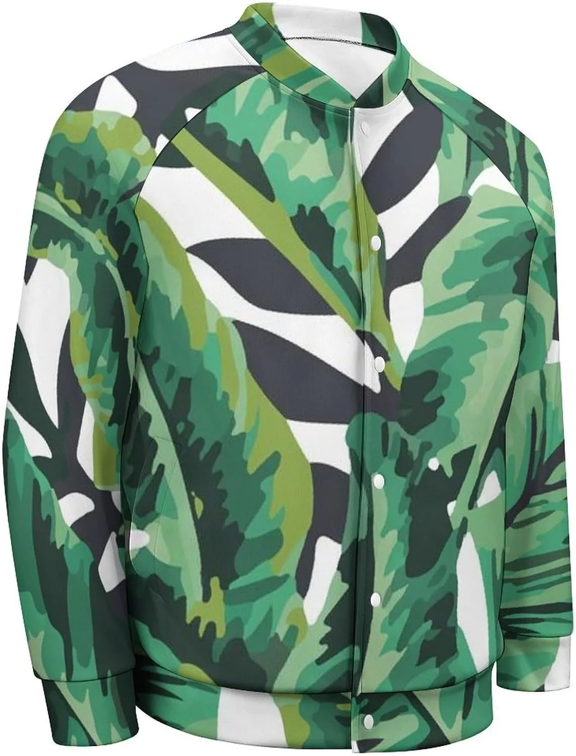 Tropical Jungle Banana Leaf Lightweight Men's Baseball Jackets Relaxed Fit Varsity Bomber Jacket Windbreaker Coat
