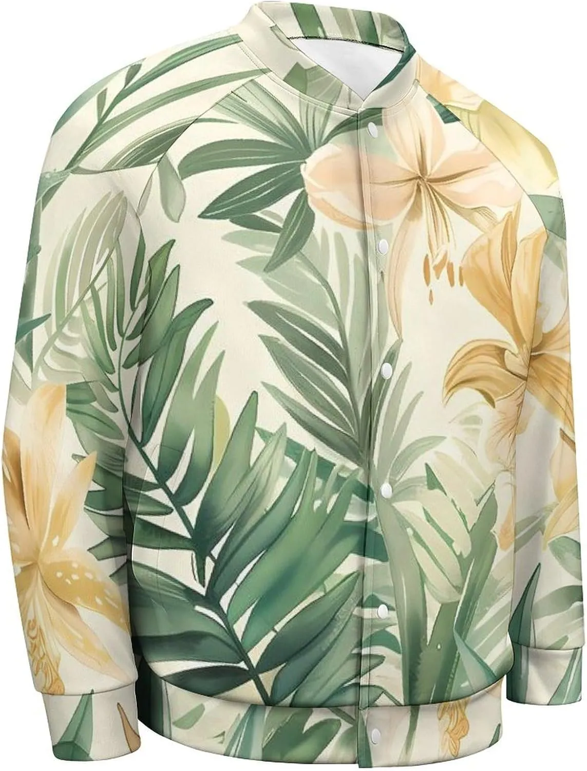 Tropical Orchid Plant Lightweight Men's Baseball Jackets Relaxed Fit Varsity Bomber Jacket Windbreaker Coat