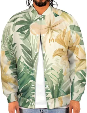 Tropical Orchid Plant Lightweight Men's Baseball Jackets Relaxed Fit Varsity Bomber Jacket Windbreaker Coat