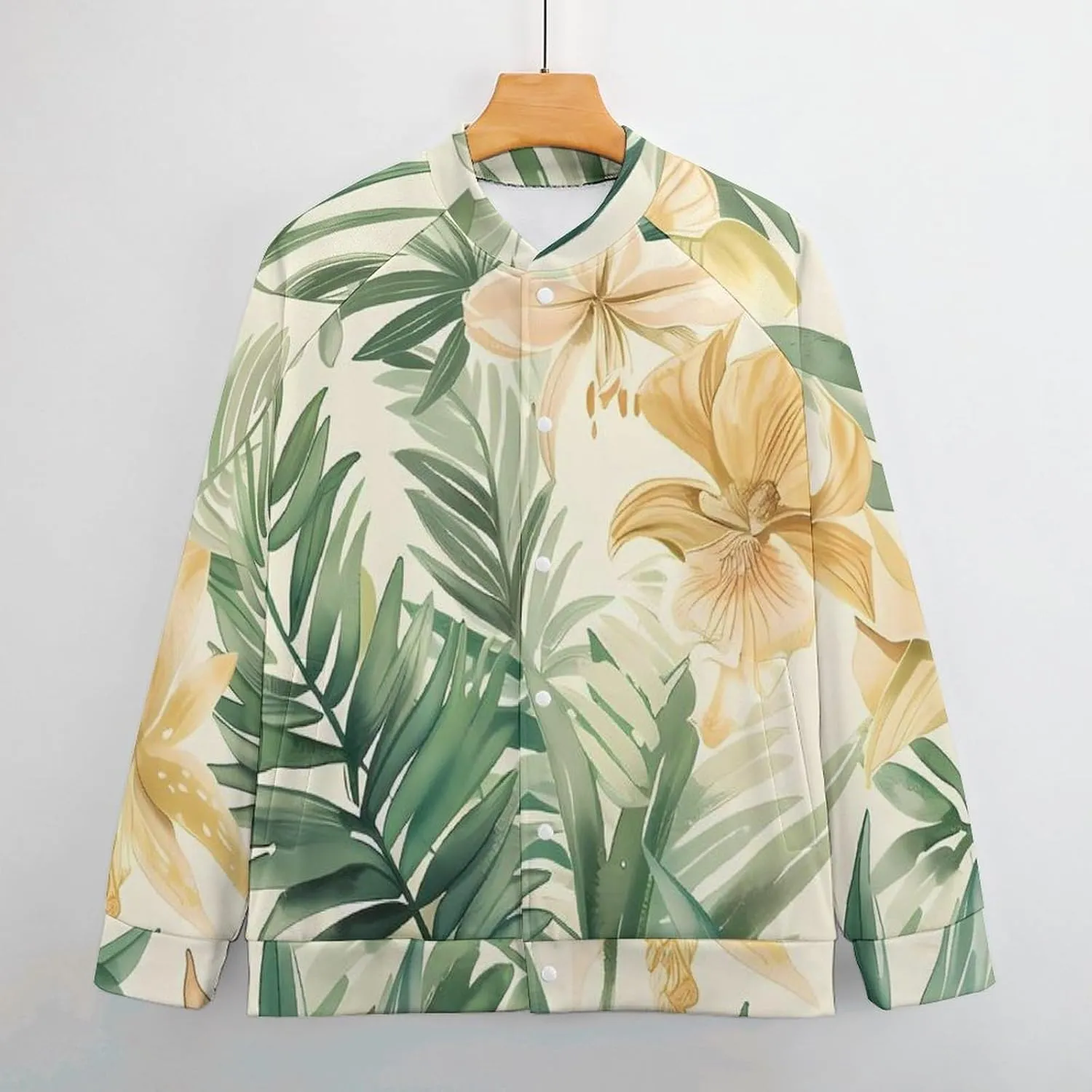 Tropical Orchid Plant Lightweight Men's Baseball Jackets Relaxed Fit Varsity Bomber Jacket Windbreaker Coat