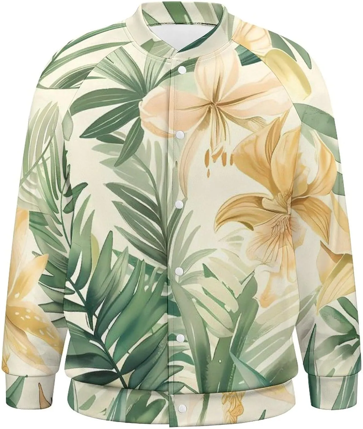 Tropical Orchid Plant Lightweight Men's Baseball Jackets Relaxed Fit Varsity Bomber Jacket Windbreaker Coat