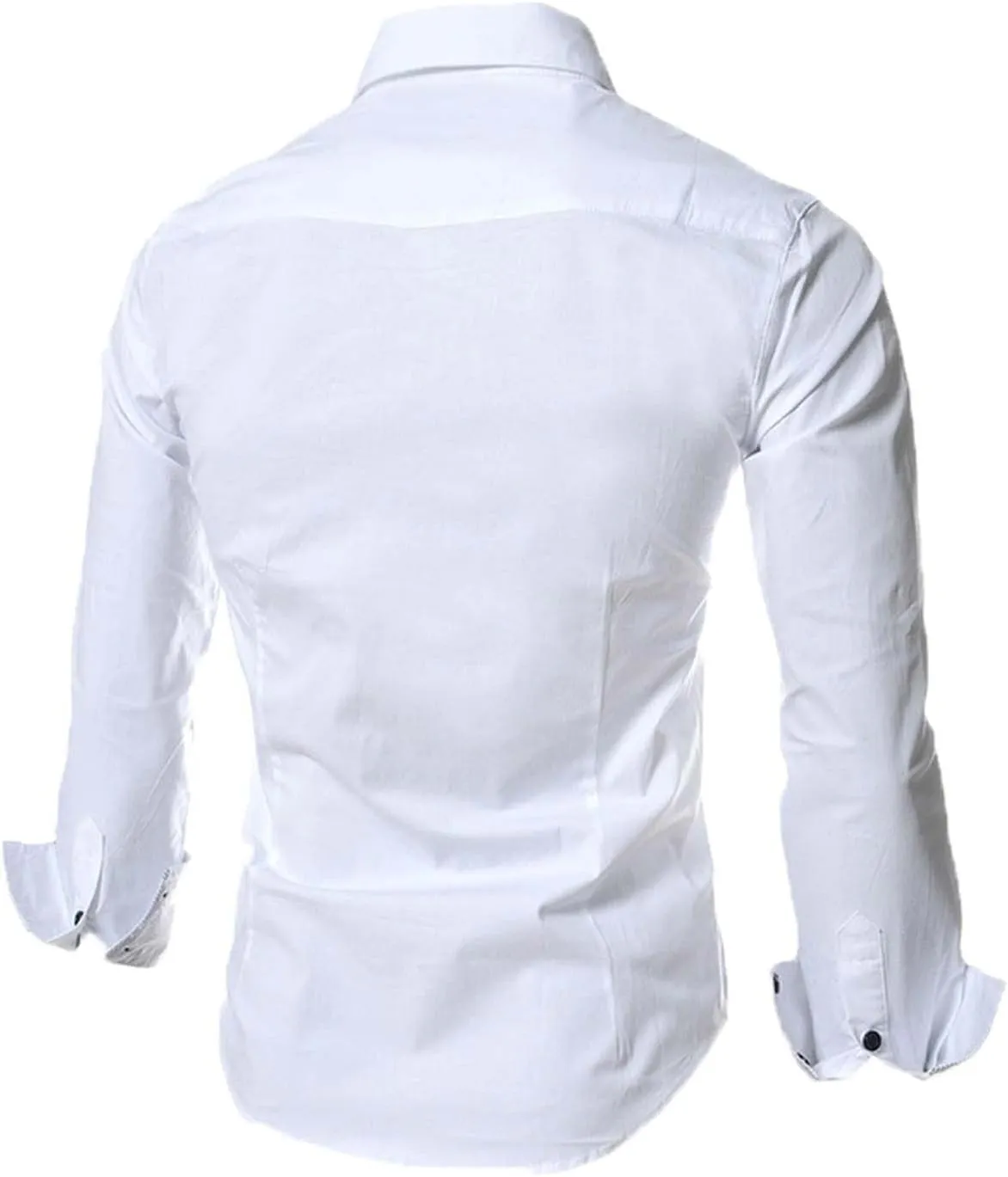 tuduoms Men's Inner Contrast Dress Shirt Formal Classic Button Down Casual Long Sleeve Striped Collar Slim Fit Work T-Shirt