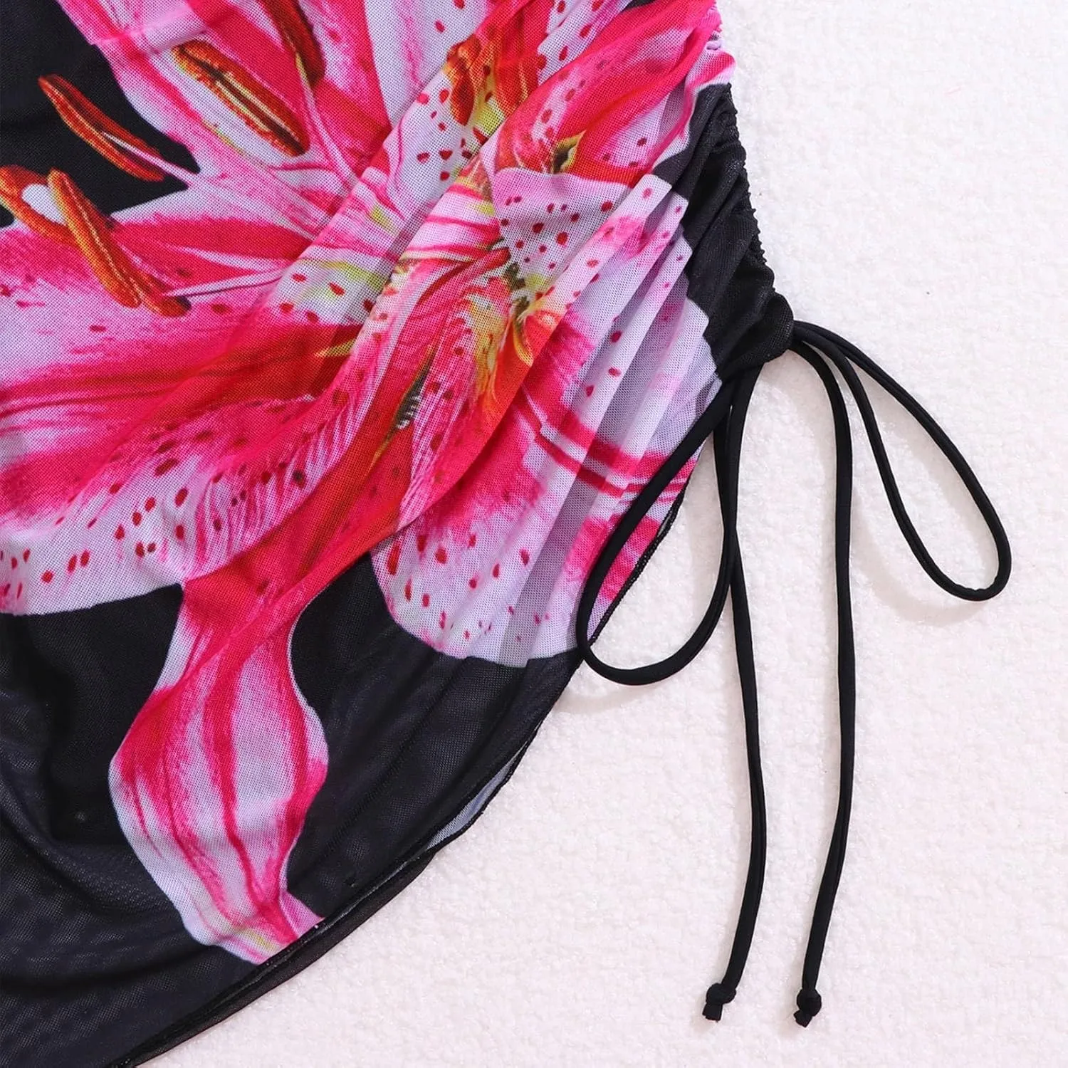 Tummy Control Swimdress One Piece Skirted Bathing Suit for Women V Neck Slimming Adjustable Tie Back Swimsuits