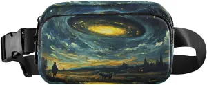 Ufo Painting Fanny Pack Water Resistant Waist Pack Sling Bag Purse for Women Men Travel Hiking