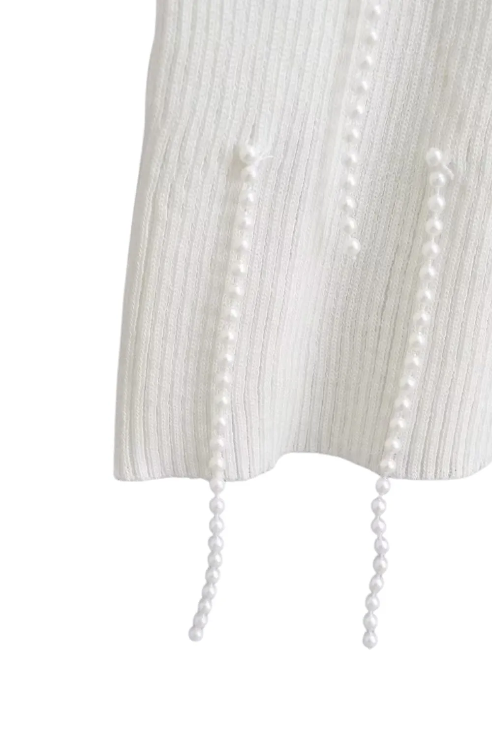 'Ulyana' Faux Pearl Embellished Knit Tank Top