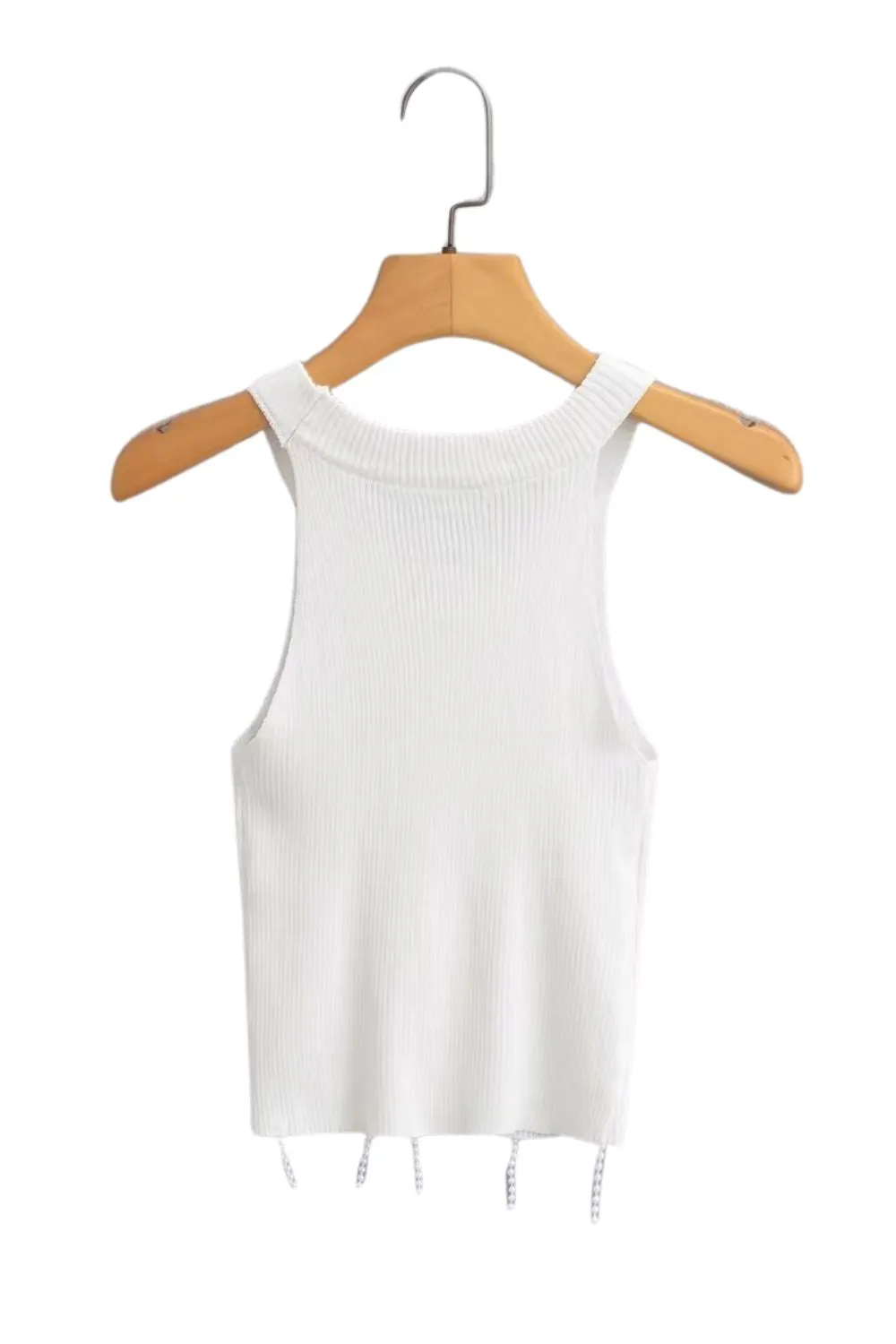 'Ulyana' Faux Pearl Embellished Knit Tank Top