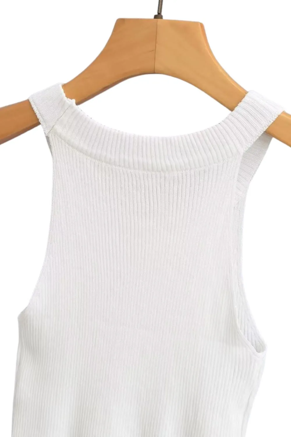 'Ulyana' Faux Pearl Embellished Knit Tank Top