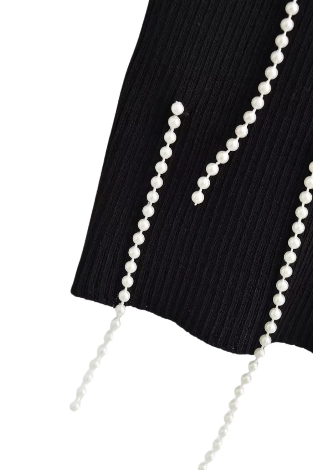 'Ulyana' Faux Pearl Embellished Knit Tank Top