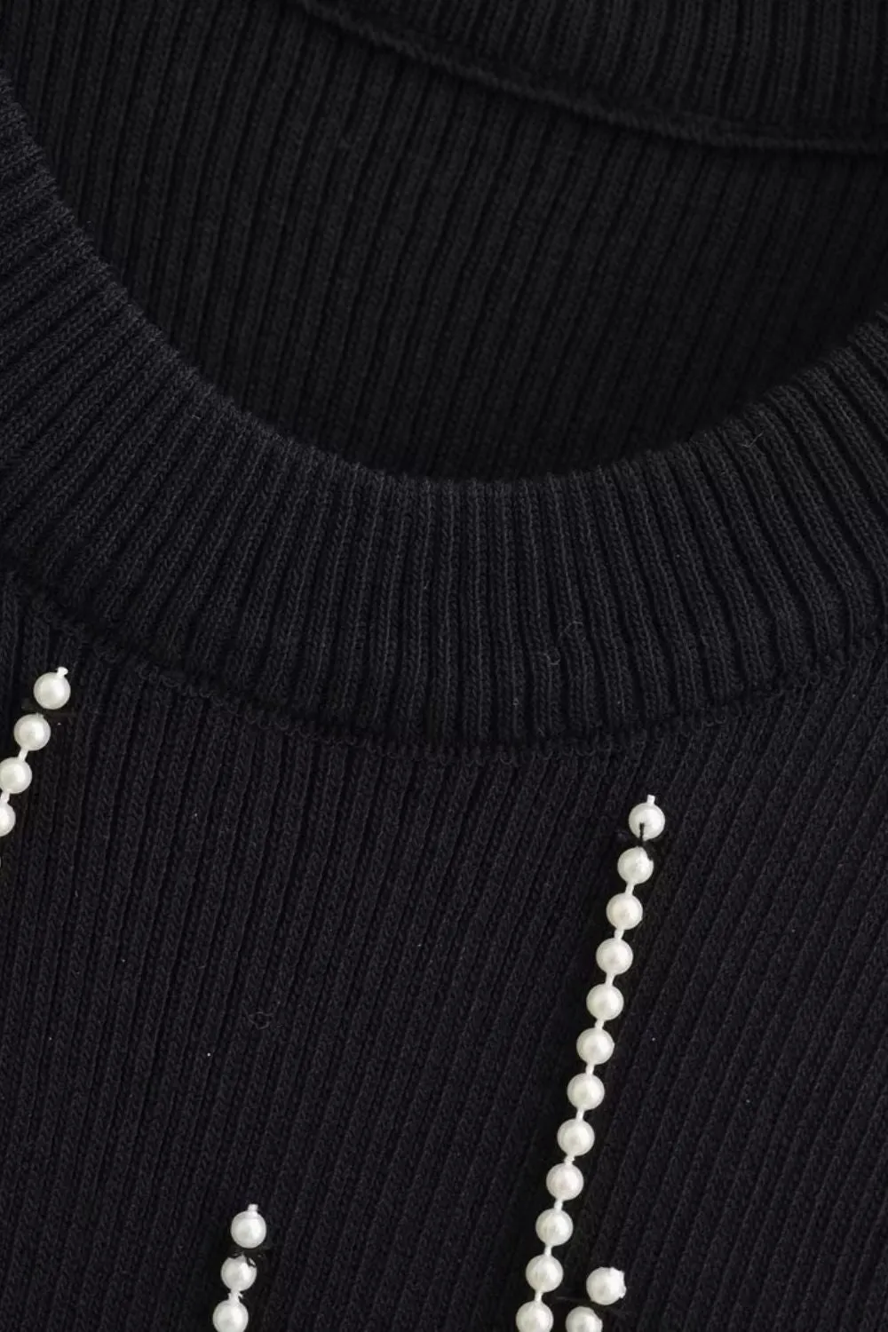 'Ulyana' Faux Pearl Embellished Knit Tank Top