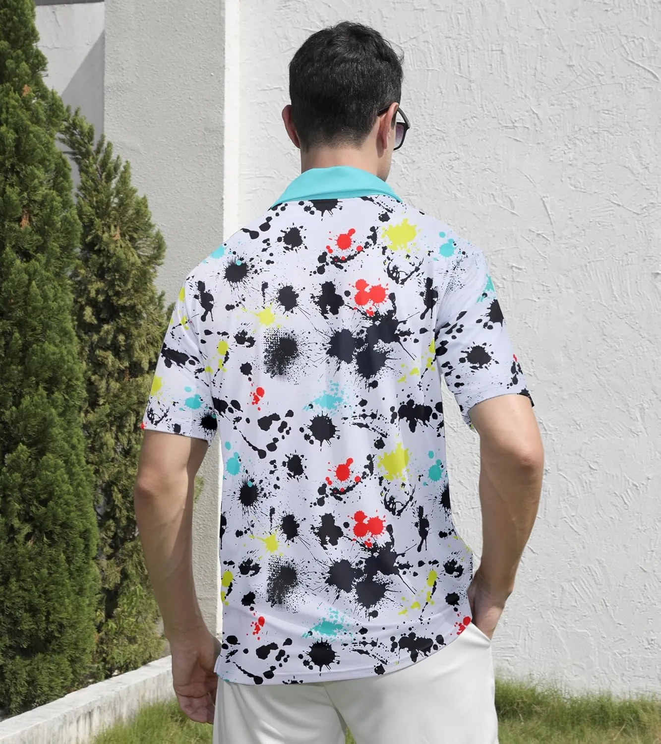 UNIFACO Mens Golf Shirt 3D Print Polo Shirts Dry Fit Performance Moisture Wicking Short Sleeve
