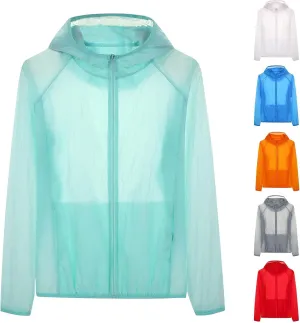 Unisex Sun Protection UV Jacket Mens & Women Zip Up Hoodie Rash Guard Long Sleeve Hiking Fishing SPF Performance Shirt