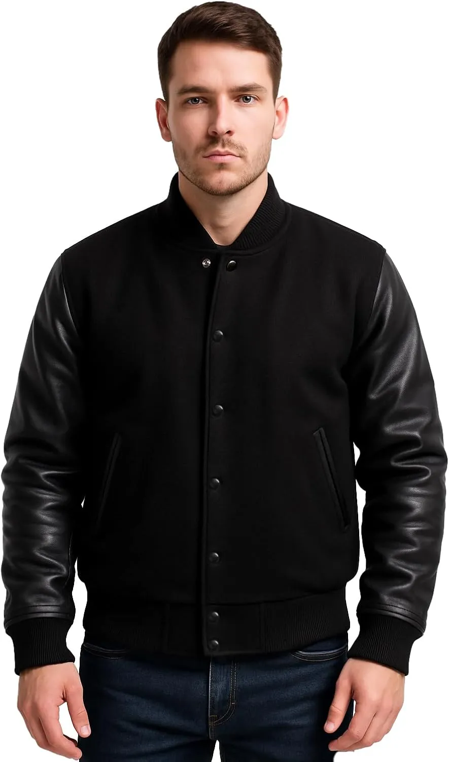 Unisex Women/Mens Varsity Letterman Jacket | College Baseball High School Bomber Wool   Faux Leather Jacket