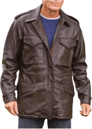 US Army Leather M65 Field Jacket Men Military M-65 4 pockets Coat