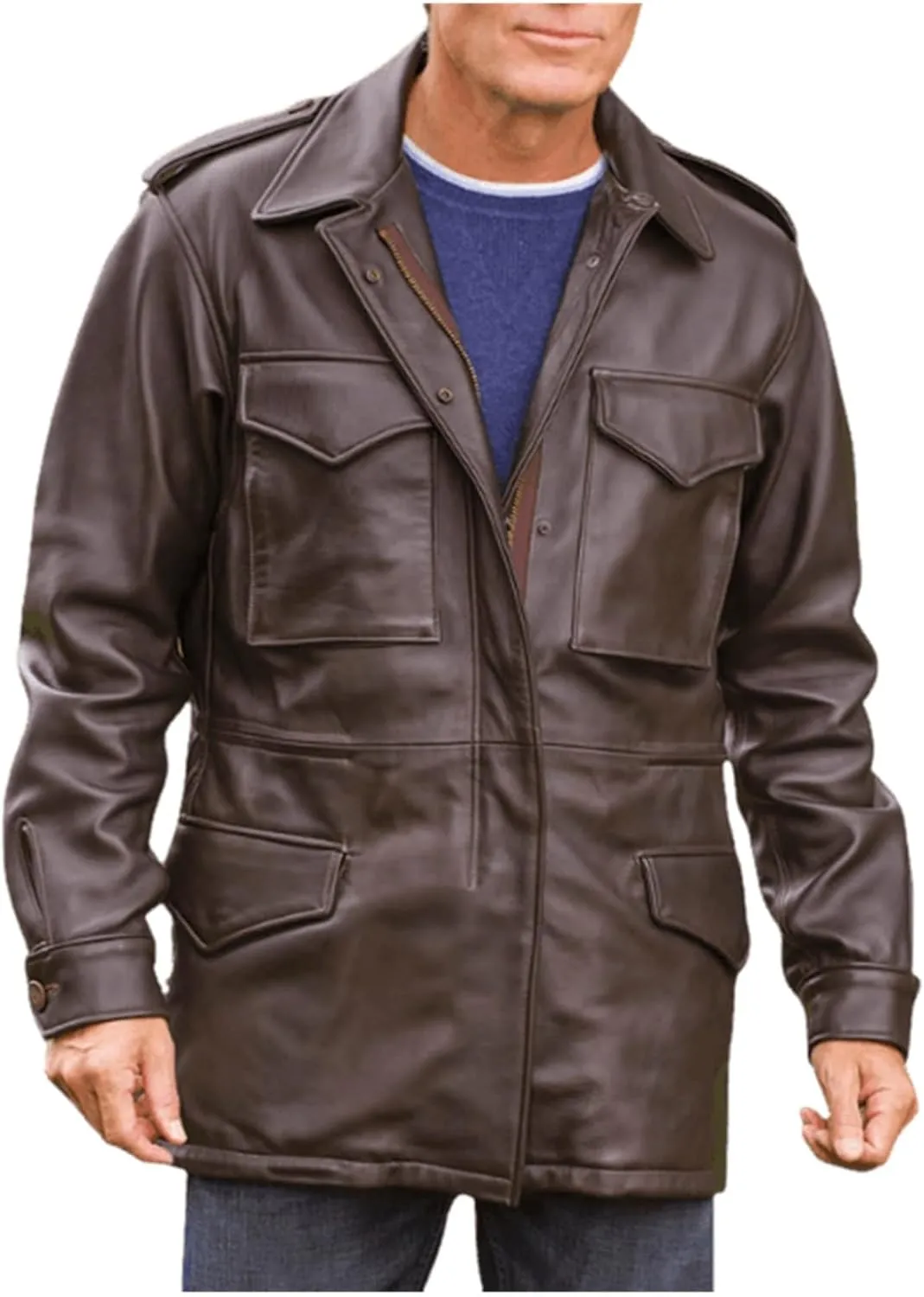 US Army Leather M65 Field Jacket Men Military M-65 4 pockets Coat