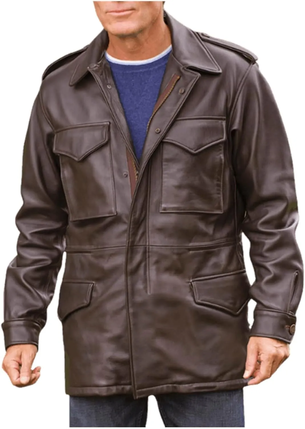 US Army Leather M65 Field Jacket Men Military M-65 4 pockets Coat