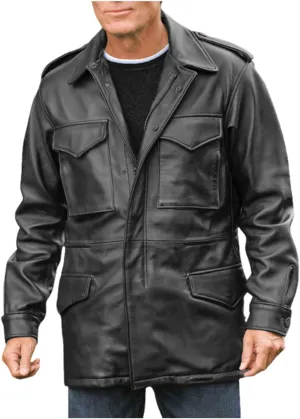 US Army Leather M65 Field Jacket Men Military M-65 4 pockets Coat