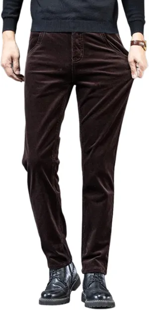 utcoco Men's Cotton Slim Fit Corduroy Pant Straight-Leg Corduroy Pant for Men