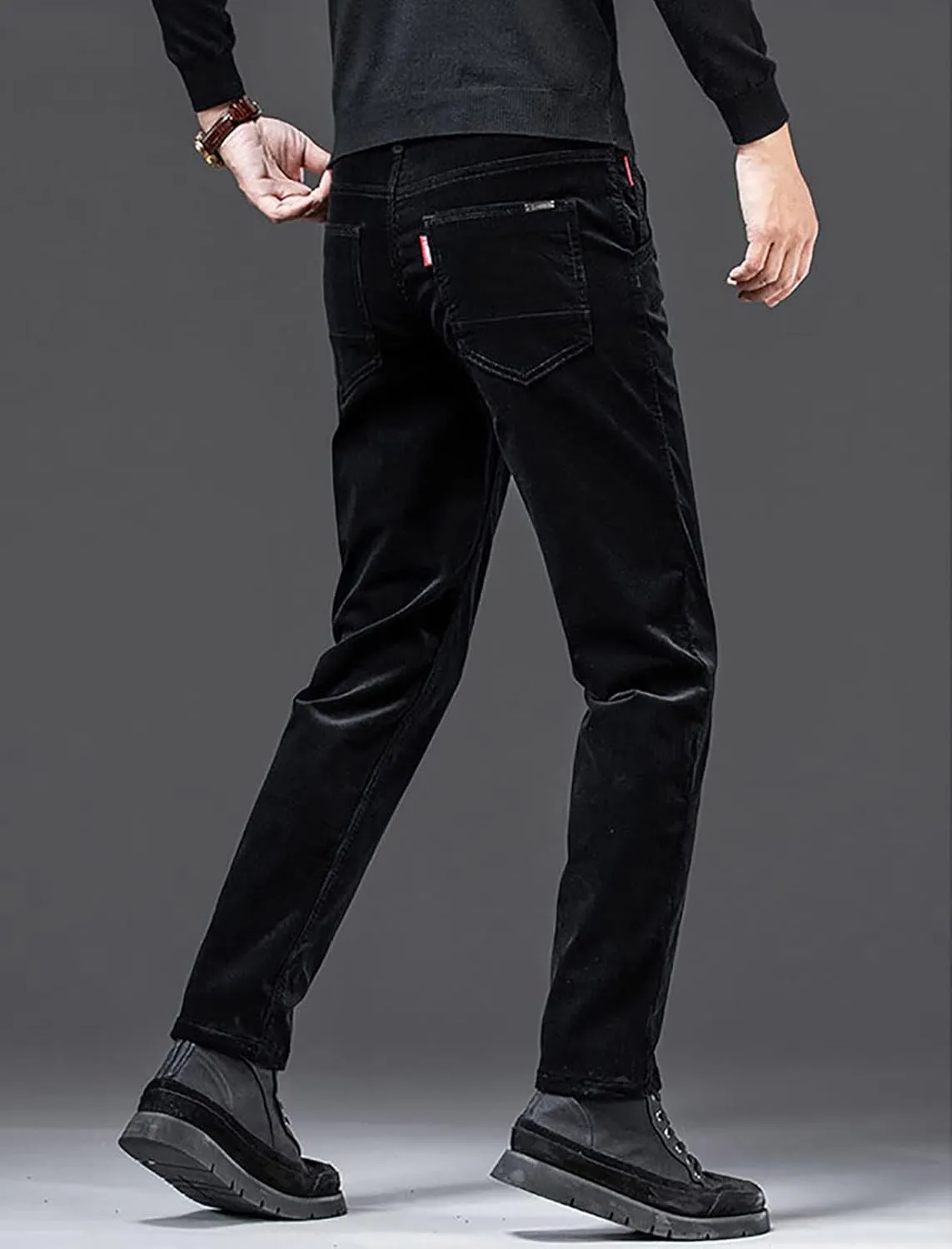 utcoco Men's Cotton Slim Fit Corduroy Pant Straight-Leg Corduroy Pant for Men