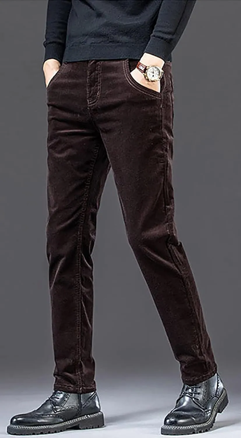 utcoco Men's Cotton Slim Fit Corduroy Pant Straight-Leg Corduroy Pant for Men