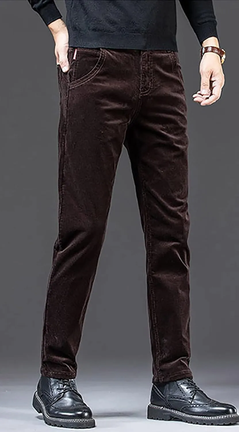 utcoco Men's Cotton Slim Fit Corduroy Pant Straight-Leg Corduroy Pant for Men