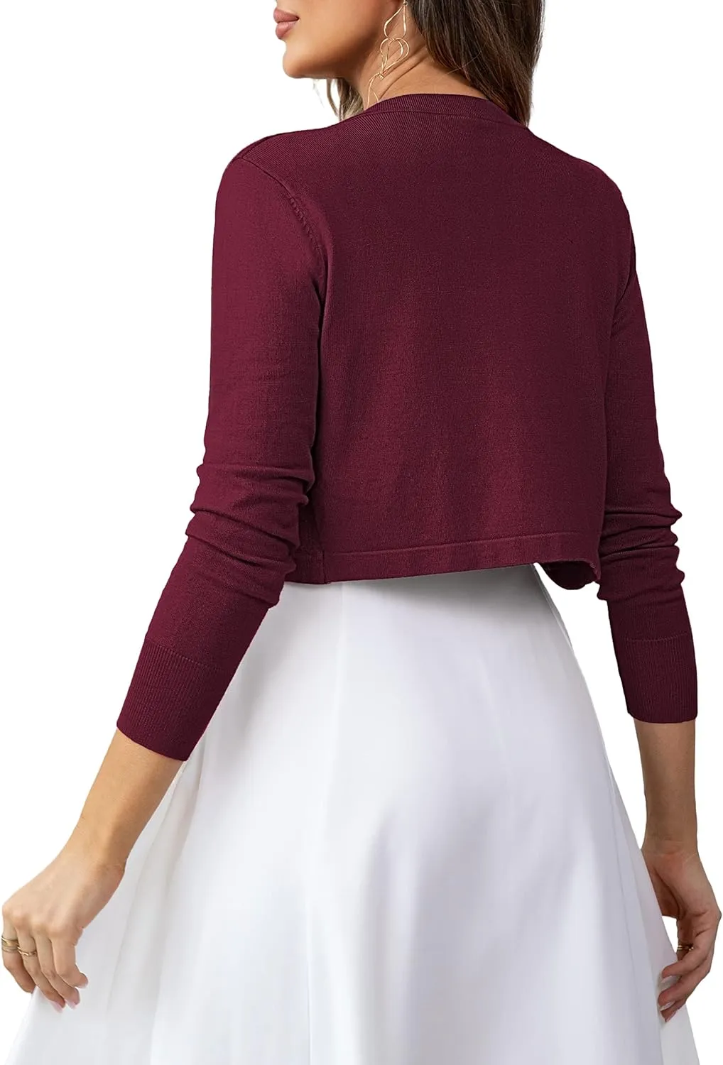 U.Vomade Women's Cropped Cardigan Bolero Shrug Open Front Sweater Long Sleeve S-1X
