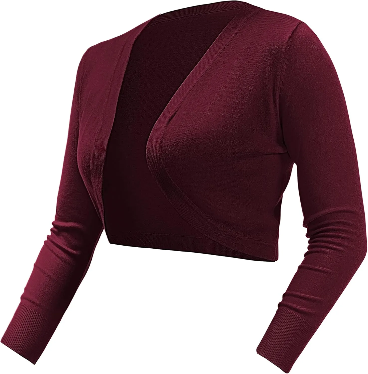 U.Vomade Women's Cropped Cardigan Bolero Shrug Open Front Sweater Long Sleeve S-1X