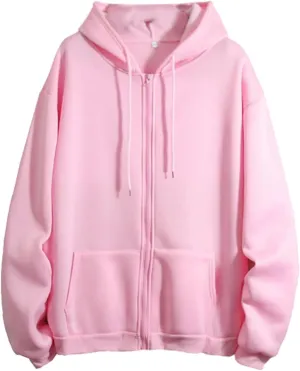 Vickyleb Womens Zip Up Hoodies Fleece Jackets Oversized Sweatshirts Drawstring Solid Fall Fashion 2024 Winter Clothes