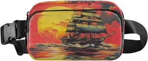 Vintage Boat Fanny Pack Water Resistant, Women Men Waist Pack Sling Bag Purse for Travel Hiking