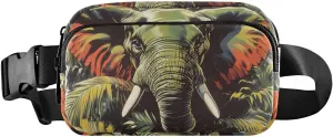 Vintage Elephant Fanny Pack Water Resistant, Women Men Waist Pack Sling Bag Purse for Travel Hiking