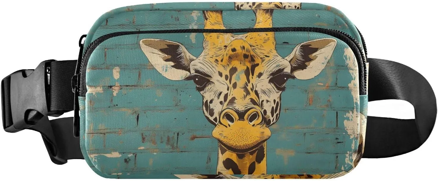 Vintage Giraffe Fanny Pack Water Resistant, Women Men Waist Pack Sling Bag Purse for Travel Hiking