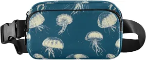 Vintage Jellyfishes Fanny Pack Water Resistant, Women Men Waist Pack Sling Bag Purse for Travel Hiking
