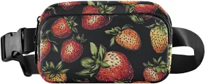 Vintage Strawberry Fanny Pack Water Resistant, Women Men Waist Pack Sling Bag Purse for Travel Hiking