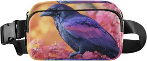 Vivid Crow Fanny Pack Water Resistant Waist Pack Sling Bag Purse for Women Men Travel Hiking