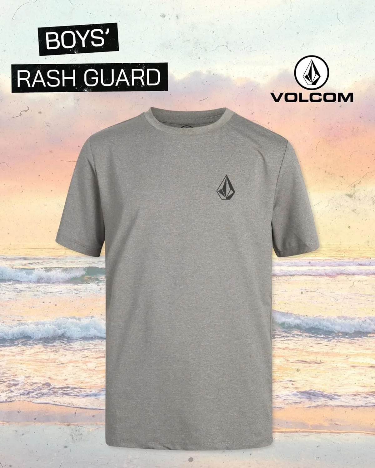 Volcom Boys Swim Shirt - Short Sleeve Rash Guard for Boys UPF 50  Quick Dry Kids Swimwear Sun Protection Shirt for Summer