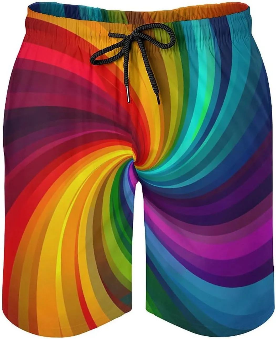 Vortex Swirling Colorful Rainbow Men's Swim Trunks Quick Dry Board Shorts Breathable Summer Beach Shorts Bathing Suits
