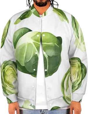Watercolor Brussel Sprouts Lightweight Men's Baseball Jackets Relaxed Fit Varsity Bomber Jacket Windbreaker Coat