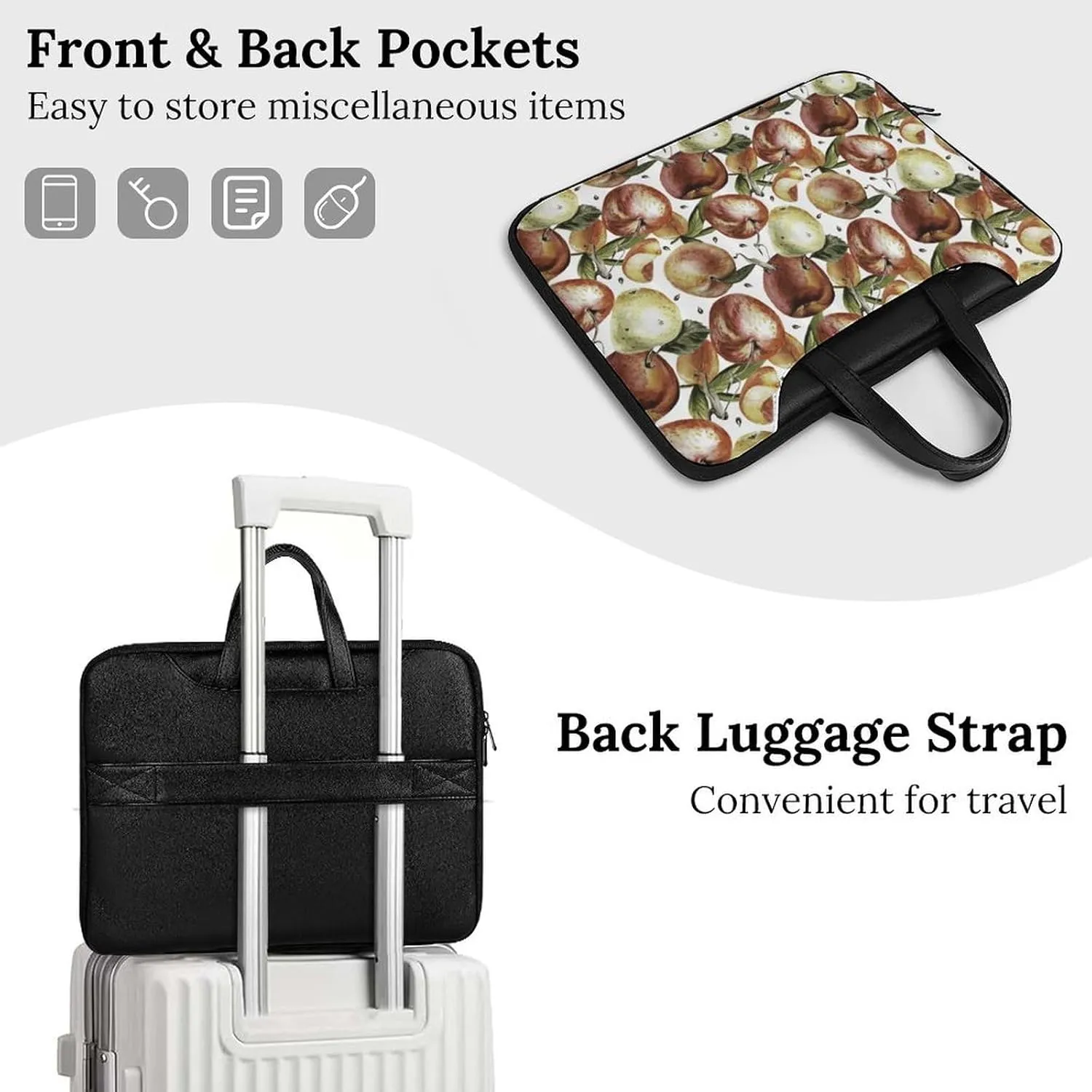 Watercolor Fruits Leather Bag Laptop Case Slim Water Resistant Computer Bags with Handle Briefcase for Work
