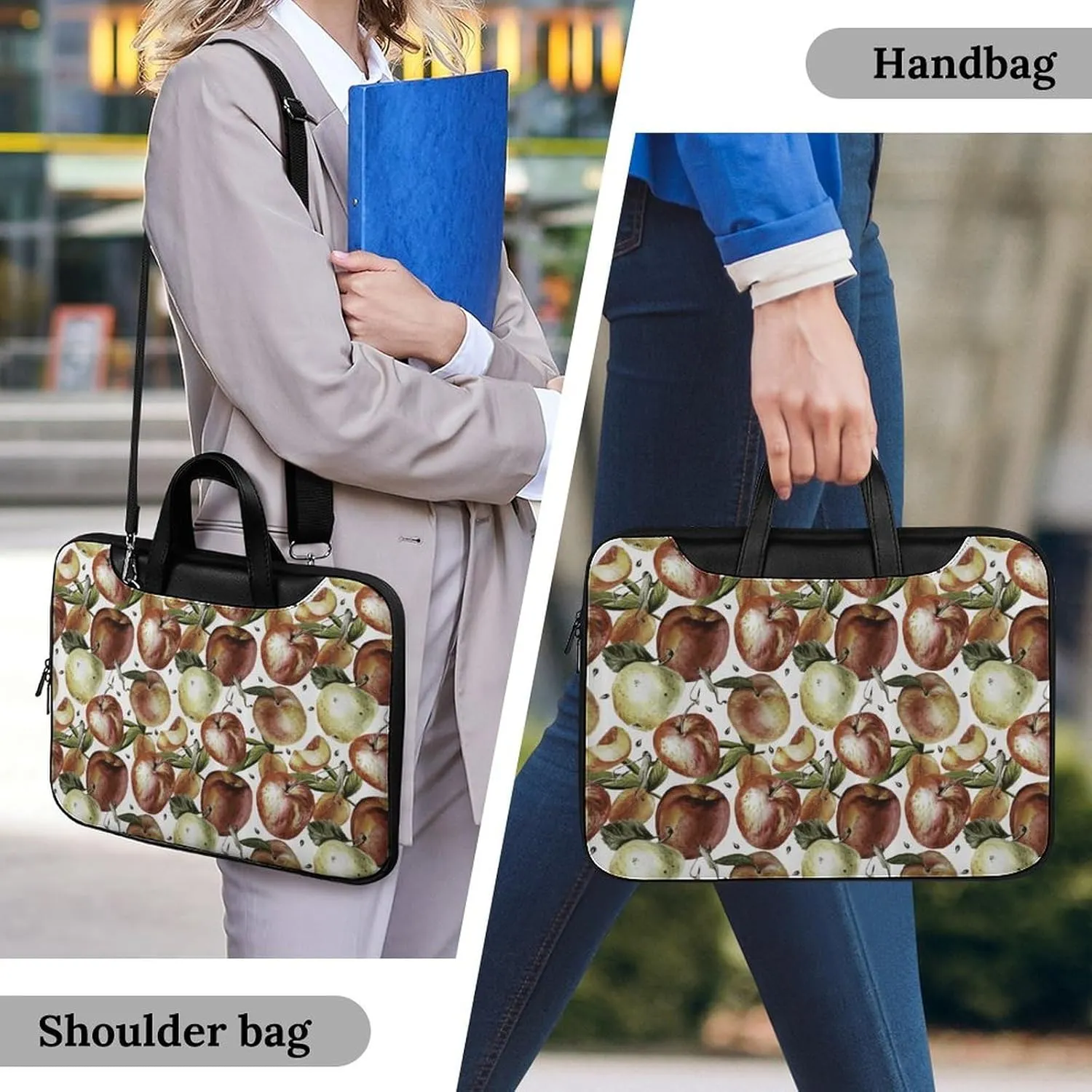 Watercolor Fruits Leather Bag Laptop Case Slim Water Resistant Computer Bags with Handle Briefcase for Work