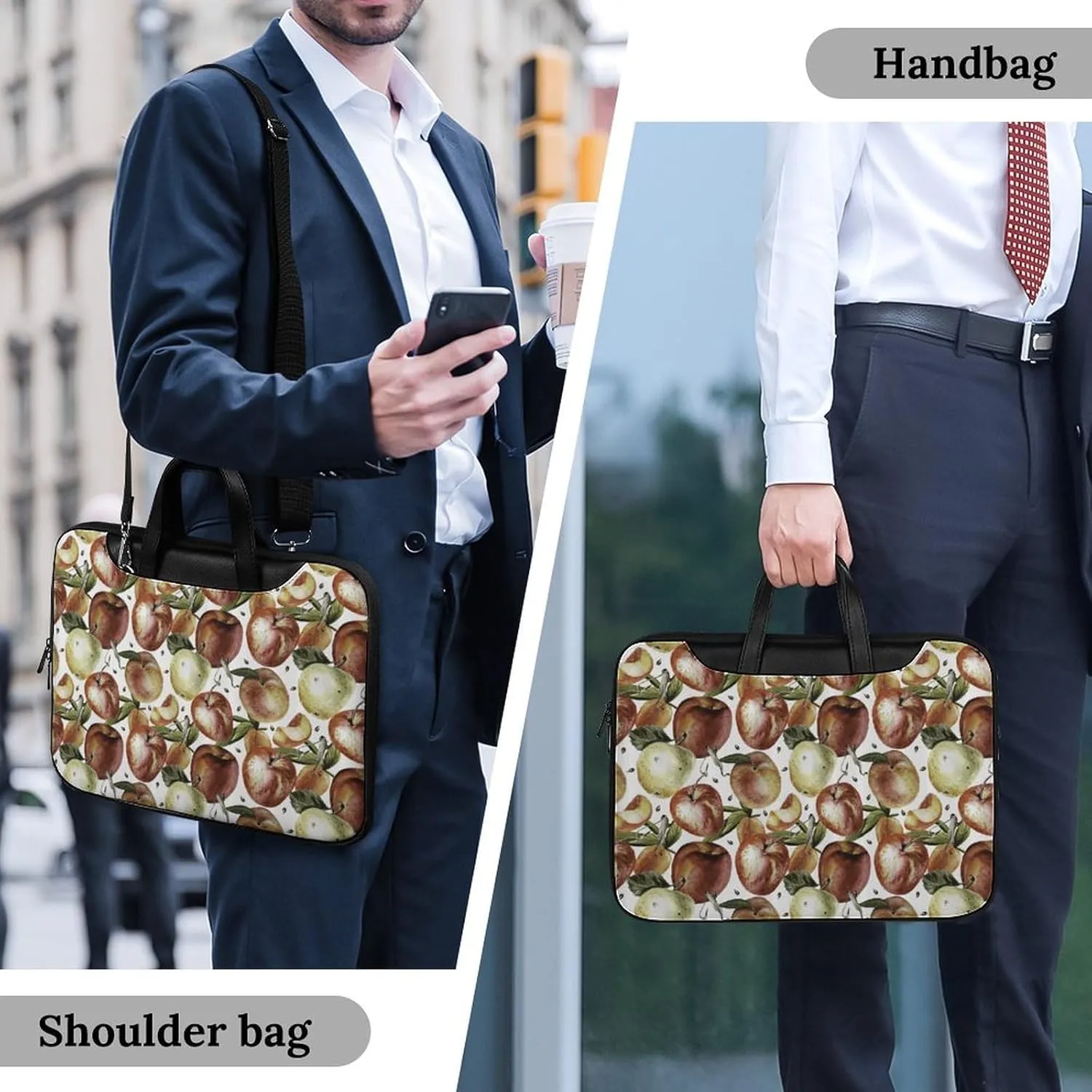 Watercolor Fruits Leather Bag Laptop Case Slim Water Resistant Computer Bags with Handle Briefcase for Work