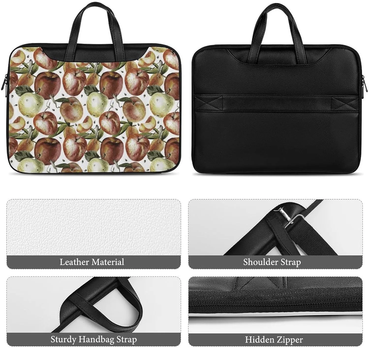 Watercolor Fruits Leather Bag Laptop Case Slim Water Resistant Computer Bags with Handle Briefcase for Work