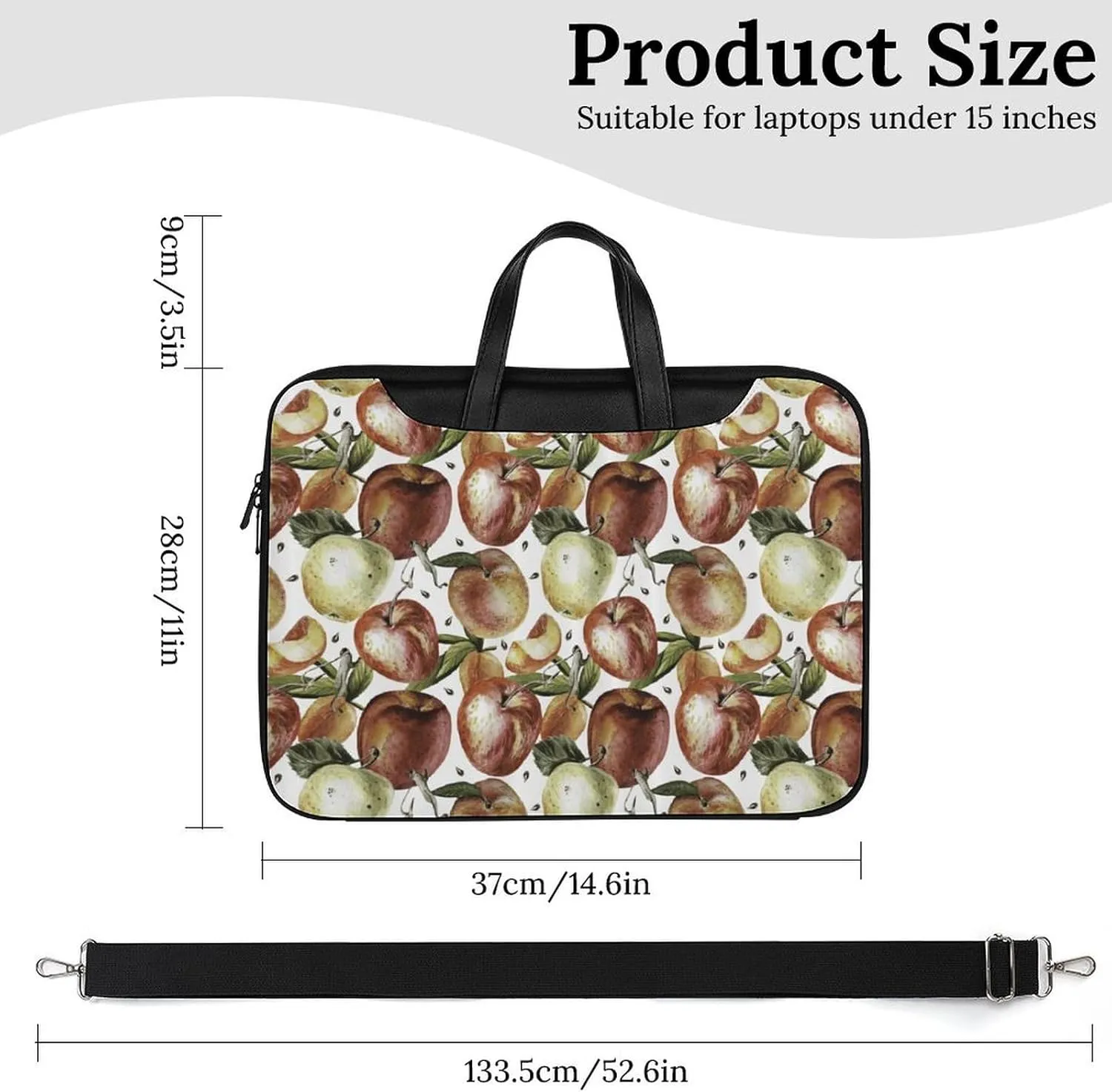 Watercolor Fruits Leather Bag Laptop Case Slim Water Resistant Computer Bags with Handle Briefcase for Work