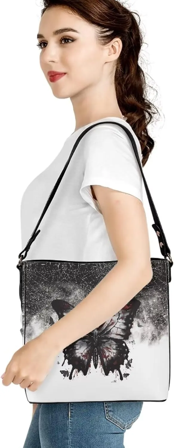 Waterproof Leather Bucket Bag, Water Resistant Adjustable Crossbody Sling Bag for Travel Daily, 11x 4.5x 11.4