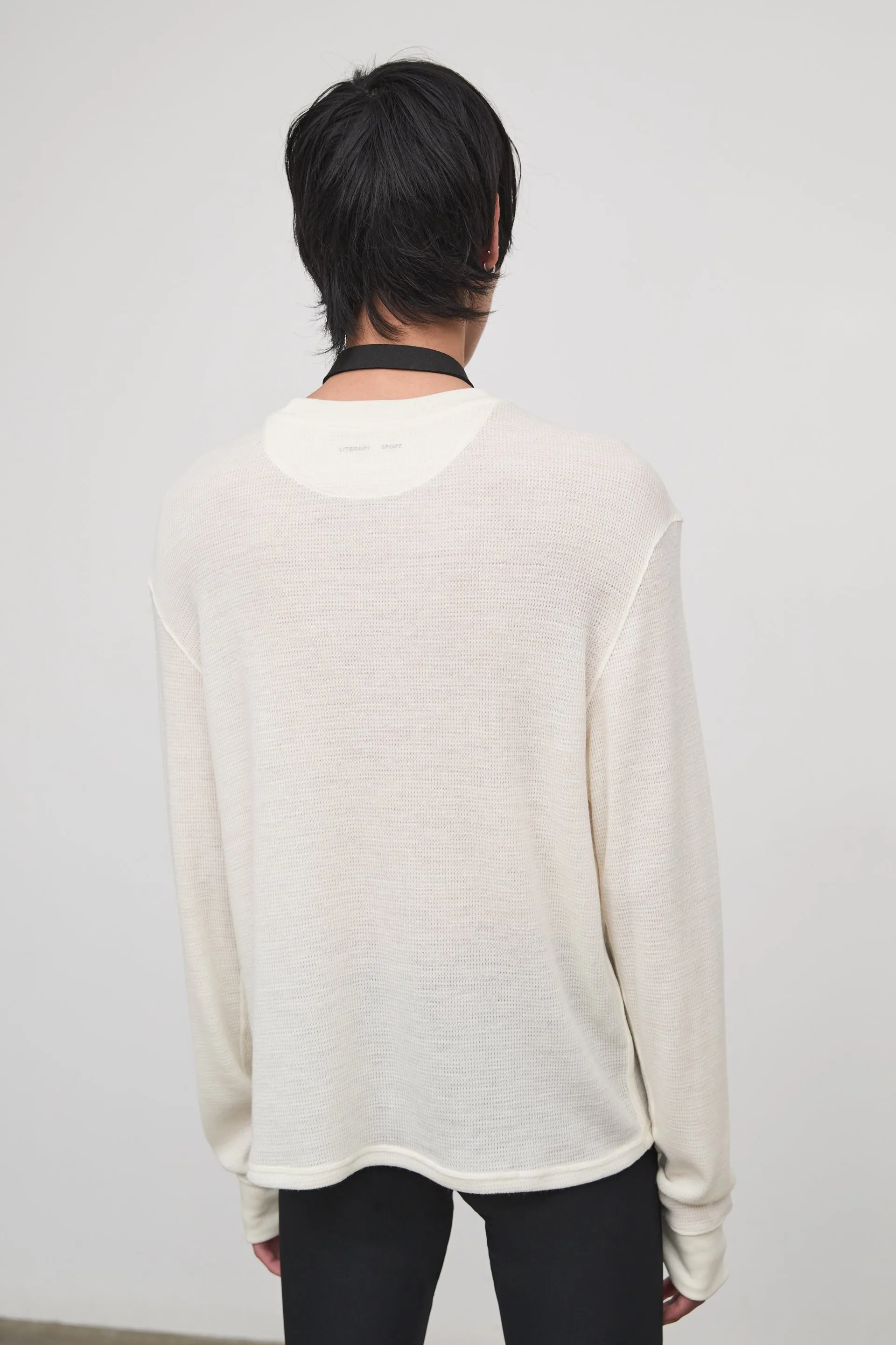 WELDON LONG SLEEVE T-SHIRT IN WAFFLE