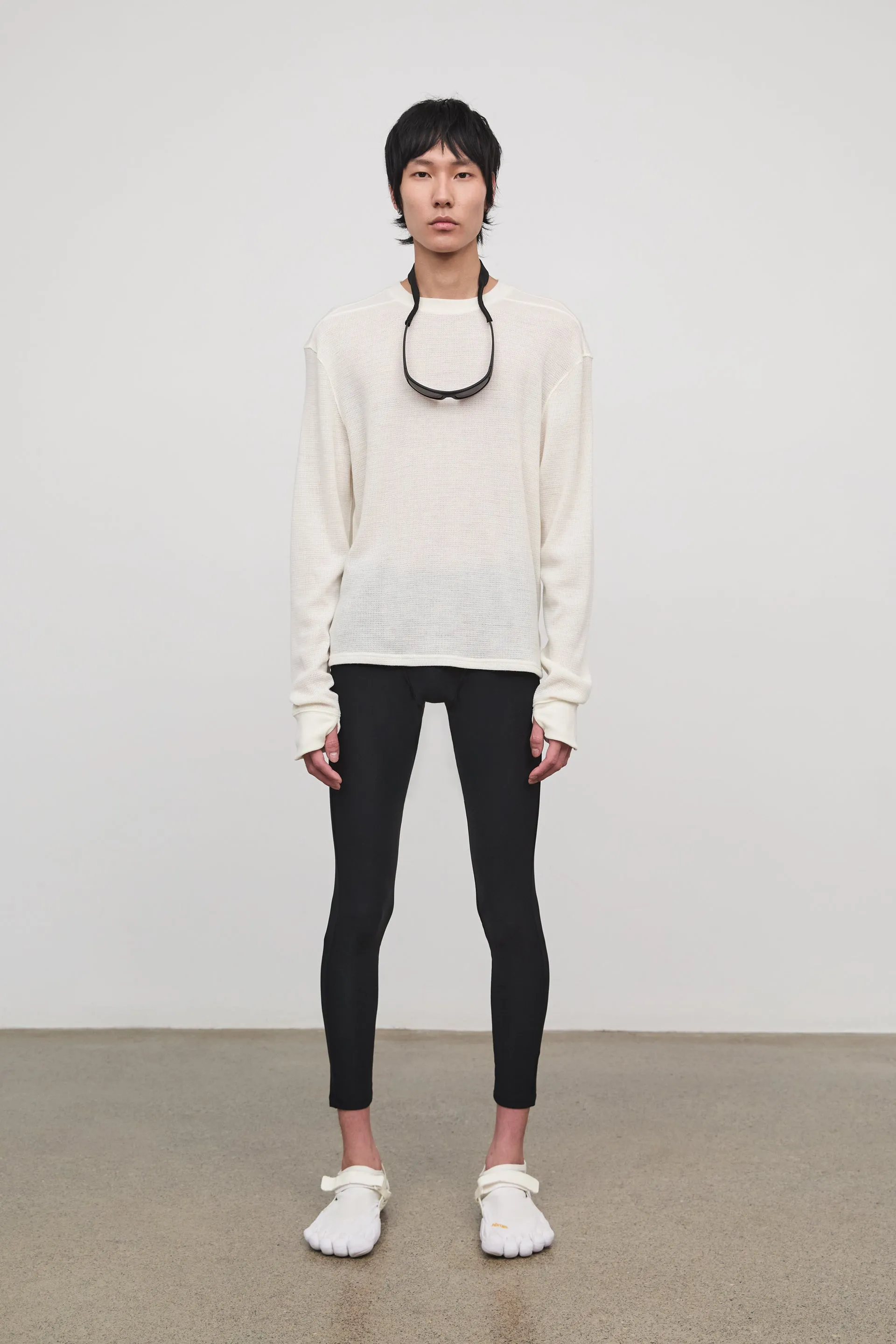 WELDON LONG SLEEVE T-SHIRT IN WAFFLE