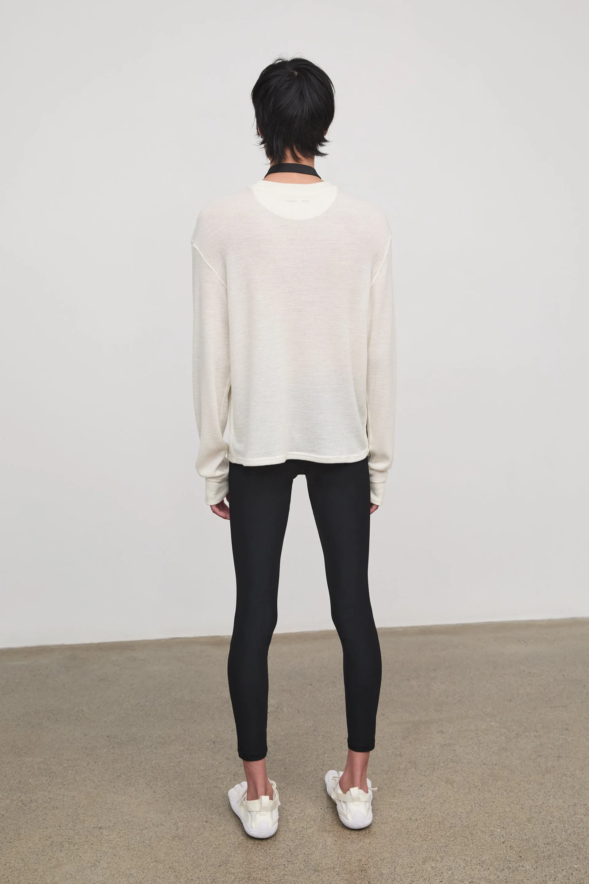 WELDON LONG SLEEVE T-SHIRT IN WAFFLE