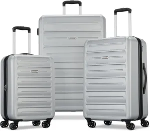Westridge Hardshell Luggage Set - 3 Piece Set - 20" Carry-On, 24 & 28 Checked Luggage Set with 360 Spinner Wheels - Expandable Suitcases for Extended Travel - Durable ABS Shell - Silver