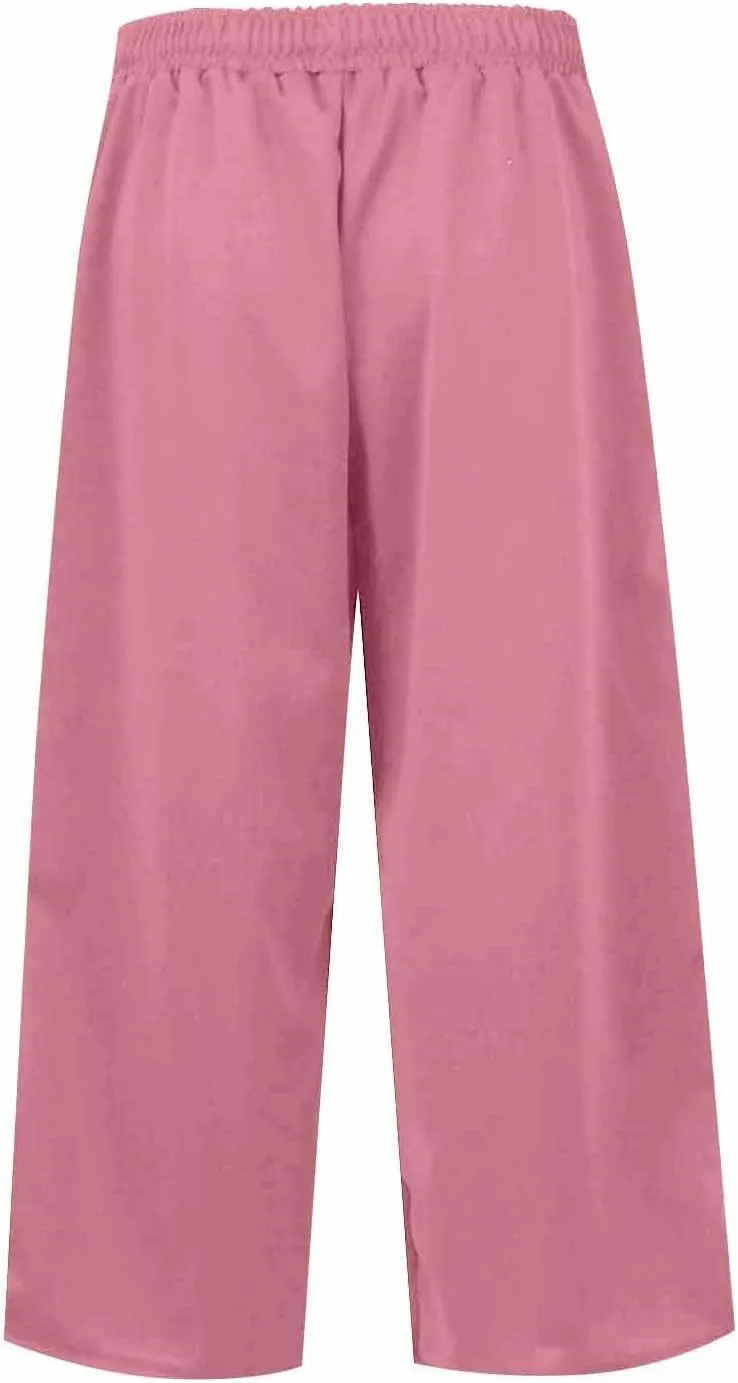 Wide Leg Capris for Women Baggy 2024 High Waisted Drawstring Sweatpants Casual Split Hem Athletic Pants with Pocket