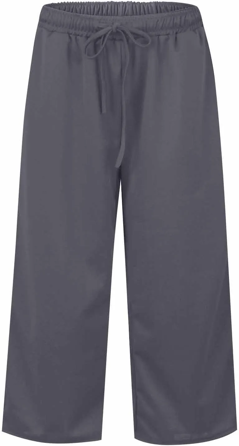 Wide Leg Capris for Women Baggy 2024 High Waisted Drawstring Sweatpants Casual Split Hem Athletic Pants with Pocket